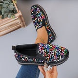 Large-Size Women's Singles Spring New Round Head Flat-Bottomed Sleek Coloring Casual Single Shoes