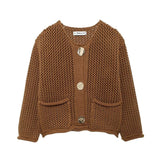 Women's INS Explosion Coarse Needle Long Sleeved Button