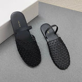 Retro Hollow Fishing Net Woven Sandals Women 2025 New Flat Bottom Comfortable Casual Slippers
