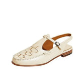 Bottom Low Heel Head Braided Buckle Sandals Retro Casual Fashion Round Head Low Solid Single Shoes Women's