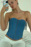 Fashion Elegant Strapless Tube Corset Bustier Tops Hook Lace Up Ladies Party Cummerbunds Crop Top Bandage Club