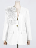 Zingj Spring And Summer New Fashion Temperament V Collar A Button Three-Dimensional Flower Splicing Design Sense Suit Coat