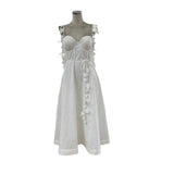 Small And Pure Desire Petal Tective Shoulder Strap Cotton Slings Pure Color Dress To Take Pictures Of The