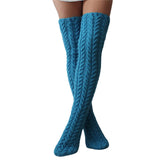 Zingj Color Twist Over The Knee Knitting Pile Pile Socks Female Pure Color Long Tube Knitting Wool Socks