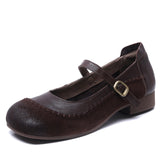 Kraft Retro Flat And Mary Jane Single Shoes Four Seasons Of Spring And Autumn New Soft-Soled Soft-Sided Casual Women's