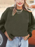 Large-Size Women's Fashion Leisure Daily Solid Color Buff Long-Sleeved Collar Collar