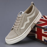 The Autumn Of 2025, The New Men's Shoes Flat-Soled Lace-Paneled Shoes Korean Version Of The Trend Of Casual Canvas Shoes Fashion And Comfortable Canvas