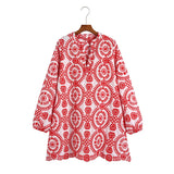 Women's Long-Sleeved Loose Embroidery Dress