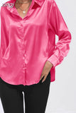 Women's Shirt Loose Shirts and Blouses Silk Button Up Shirt Oversized Blouse Women Fashion OL Women Clothing Womens
