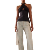 Net Red Hottie Hanging Neck Strapped Clothes Casual Fashion Trendy Sleeveless Solid Color