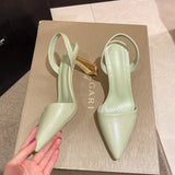 Heel Baotou Sandals Female Summer 2025 New Good Match Pointed Thick Heel Female Empty Fashion