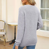 Autumn And Winter Loose Love Embroidery Round Collar Long-Sleeved Knitted Sweater