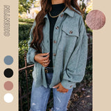 New Ins Ladies Autumn Winter Jacket Casual Twist Knit Double Pocket Shoulder Cuff Buckle Coat-Outfit