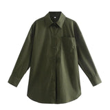 Women's Clothing 2025 Summer New Loose Cotton Pocket Dress Long-Sleeved Shirt Top