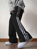 Harajuku High Waist Striped Sweatpants Women Korean Oversize 4Xl Casual Trousers Chic Preppy Style Lace Up Wide Leg