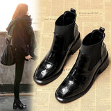 Martin Boots Crocodile Skin High And Coarse And Short-Headed Female Boots Korean Version Of The Paint Skin Short Boots