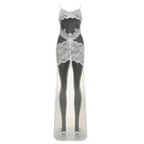 Women's Sexy Elegant Lace Splicing Sexy Perspective Pull-Up Slinged Dress