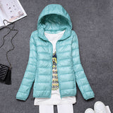 Autumn Winter New Super Light Female Light Hooded Down Jacket Light Female Slim To Add Large Size Light Coat Tide-Outfit