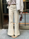 Xixi 13 Line 2025 Autumn White Standard Korean Version Of The Denim High-Waisted Straight-Legged Trousers