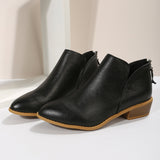 Coarse And Short-Skinned Boots Women's Sharp Tips And Zippered Velvet And Ankle Boots Women's Martin