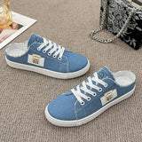 And Autumn 2025 New Canvas Shoes Female Students Half-Dragging Lazy One Foot With Breathable Leisure Small White