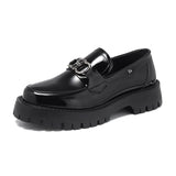 Of 2025 New Youth Round Head Big Head Low Heel Set Foot Fashion Casual Daily Paint Leather Shoes