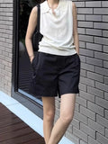 Tiansi Linen Tibetan Blue Cool Design Small Gentle Polo Collar Sleeveless Vest Topess Female