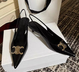Pointed Metal Buckle Retro Single Shoes In The Fall Of 2025 New Thin Heel Middle Heel Women's Shoes Low-Heeled