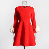 French Small Fragrant Wind Round Three-Dimensional Flower Design Skirt 2025 New Slim High Waist A-Shaped