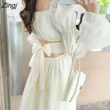 Sexy Vintage Fairy Dress Women Sweet Elegant Princess Evening Party Dresses Female Casual Korean Long Sleeve Chic