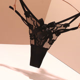 Sexy Embroidery Lady T-Word T-Tants Lace Transparent Hollow Seduction Hot Red Life Year