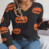 Shooting Autumn And Winter Halloween Bumpy Pumpkin Cut Long-Sleeved Jacket Sweater Women's