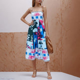 Summer Women's New Temperament Elegant High-Waist Print Slings Casual Fashion