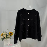 New Heavy Industry Three-Dimensional Bow Atmosphere Sweater Women Autumn And Winter Design Sense Long-Sleeved Sweater