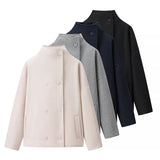 Women's Clothing Explosion Fashion Casual Collar Beads And Short Jacket