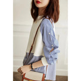 Outer Singles Love The Anti-Age Model Asymmetric Stripes Spliced Bat Tucked Loose Collar Collar Collar Coat On The Head Of The
