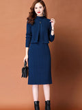 Knitted Dress In Autumn And Winter 2025 Two Sets Of Women's Long Thin Temperament Inside The Bottom Sweater