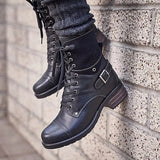 Women's Boots 202 Autumn And Winter Side With The Middle And Wearing Low-Heeling Boots 41-43 British Wind Martin