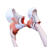 New Summer High-Up Small White Shoes Women's Spring Net Casual Sneakers Breathable Old Dad Shoes Net
