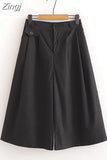 Women Summer Shorts Skirts Solid Elastic Waist Loose Casual Elegant Cotton Wide Leg Pants Korean Style Girls Midi