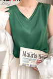 Women's Elegant Blouse Summer Sleeveless Satin Blouse Chiffon Top Shirt Office White Blouse for Women Trend