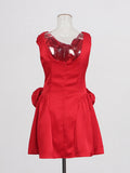 French Sweet Style Dress Women 2025 Spring And Summer New Fashion Temperament Folded Flowers Design Short