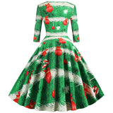 Women Vintage Winter Christmas Half Sleeve Autumn Slim Swing Elegant Pinup Party Dresses Robe Femme