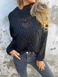 Women's New Casual Loose Hollow Sweater Round Collar Knitting