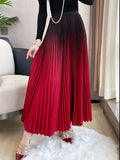 Gradient Pleated Long Skirt- Outfit