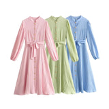 Women's Body Texture Collar Long-Sleeved Dress