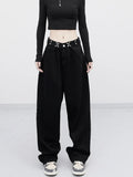 Style Streetwear Women's Pants 2023 Autumn Straight High Waist Trouser Baggy Fashion Girl Student Jeans Wide Leg