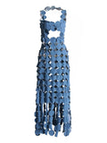 Spring 2025 New Fashion Sexy Cowboy Blue Film Design Escium High Sense Sling Dress