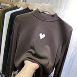 Zingj Waxy Elastic Double-Sided German Velvet Bottom Shirt Female Slim Slim Love Half High Collar With Long-Sleeved T Shirt Jacket