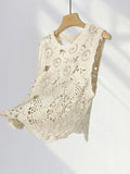 Zingj Lace Heavy Industry Embroidery French Hollow Out Jacket Summer Wearing Hook Flower Small Vest Advanced Sense Sleeveless T-Shirt